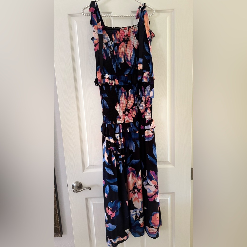 NEW. Beautiful Floral on Black Maxi Dress. Never worn.
